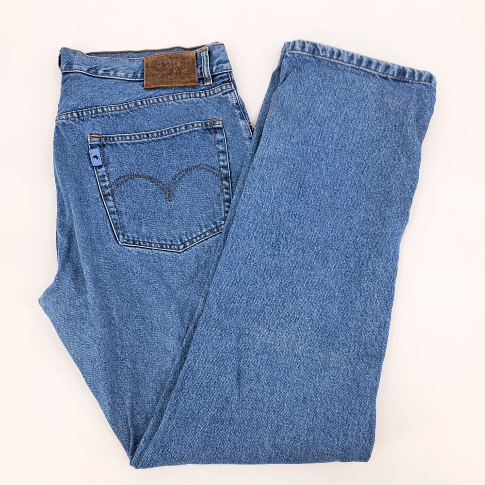 Lois Macho 103 Mens Blue Straight Leg Jeans 38x34 High Rise Vintage Style Cotton